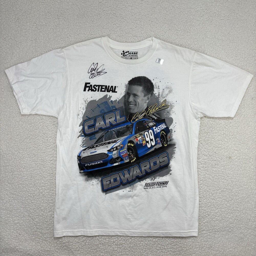 Carl Edwards #99 SIGNED Nascar Racing Chase Authentics Fastenal Shirt Size Large